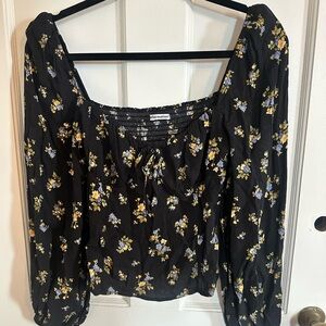 Reformation Black Floral Blouse